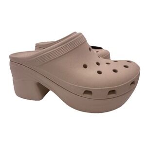 CROCS SIREN PLATFORM CLOGS Heeled Beige High Heel Platform Sandals Sz 12 NWT